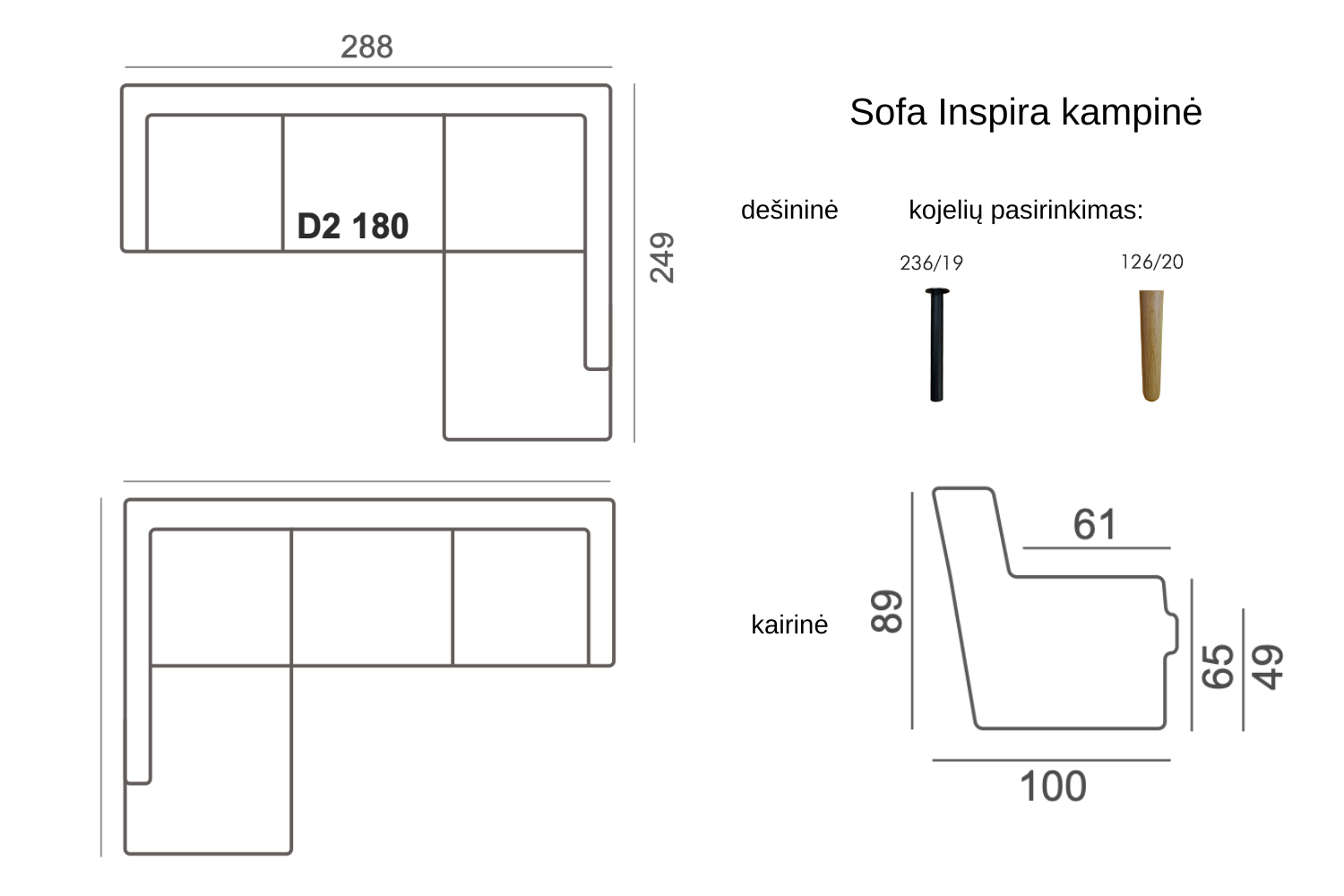 kampinė sofa inspira