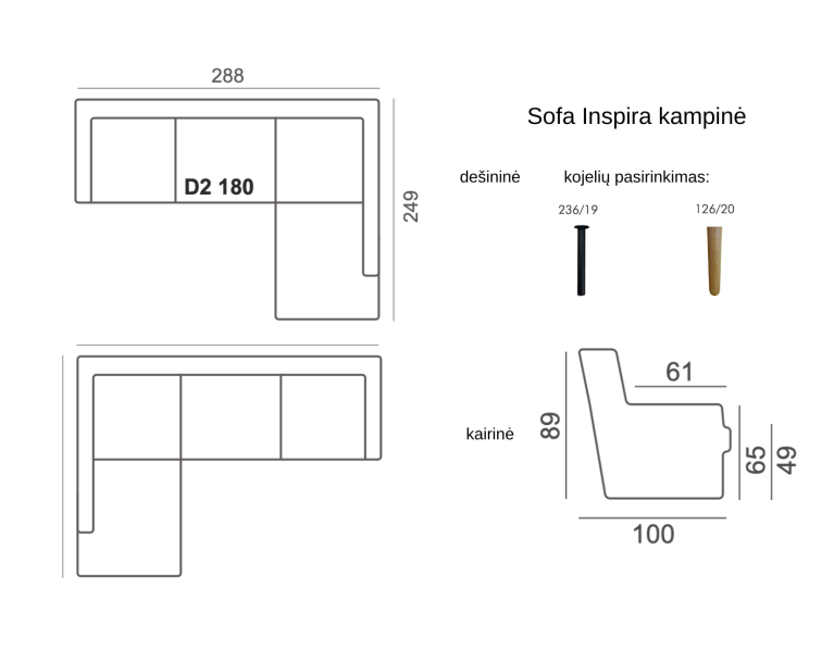 kampinė sofa inspira